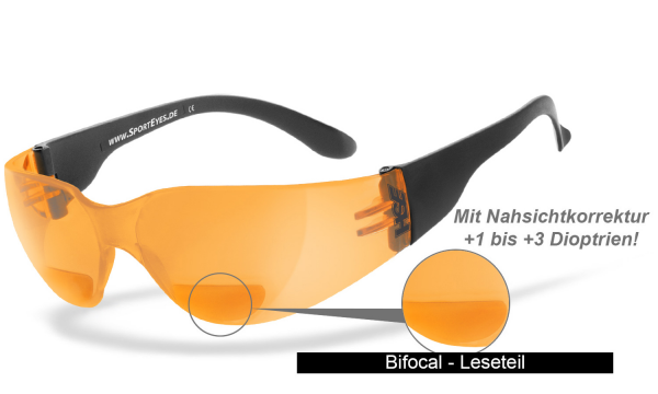 HSE SportEyes SPRINTER 2.3 Bifocal mit Leseteil Sportbrille Motorradbrille 