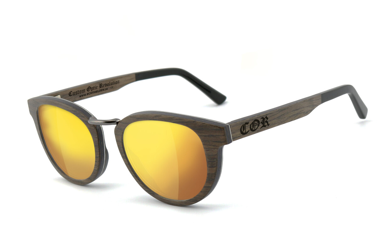 COR-004 Holz Sonnenbrille laser gold