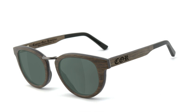 COR004 Holz Sonnenbrille - grau-grün polarisierend