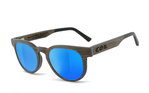 COR005 Holz Sonnenbrille - laser blue
