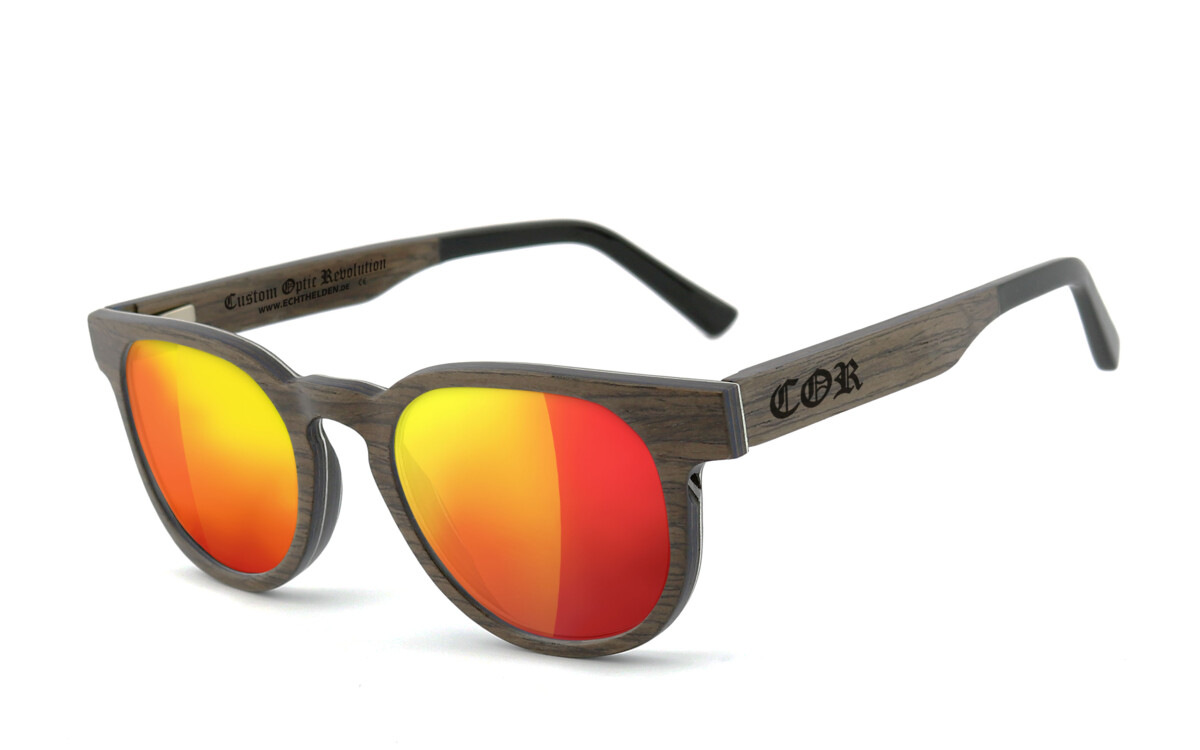 COR-005 Wooden sunglasses laser red