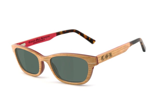 COR008 wood sunglasses - gray-green polarized