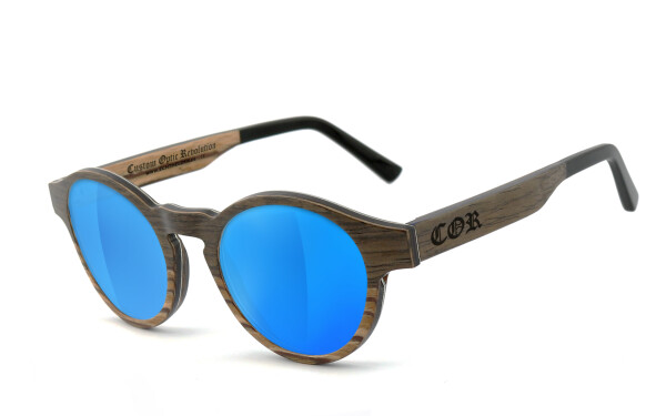 COR009 wood sunglasses - laser blue