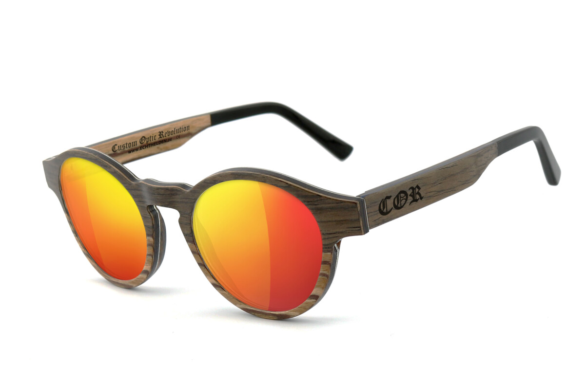 COR009 Holz Sonnenbrille - laser red