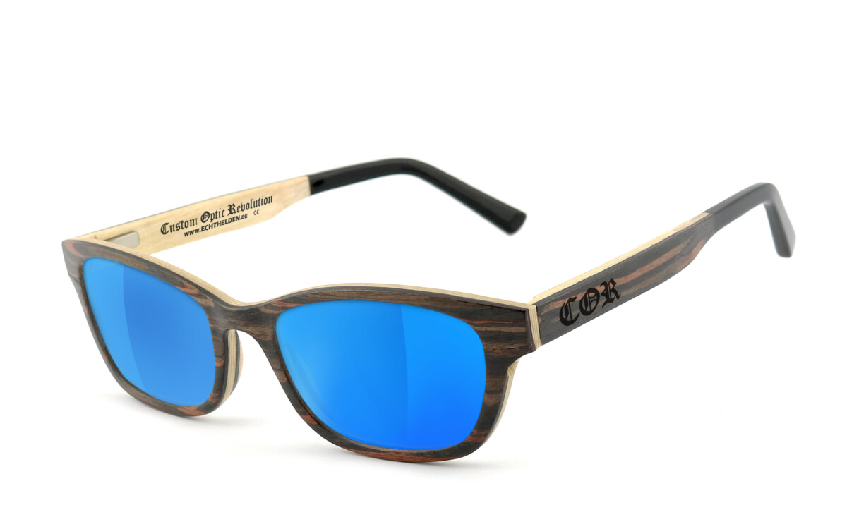 COR011 wood sunglasses - laser blue