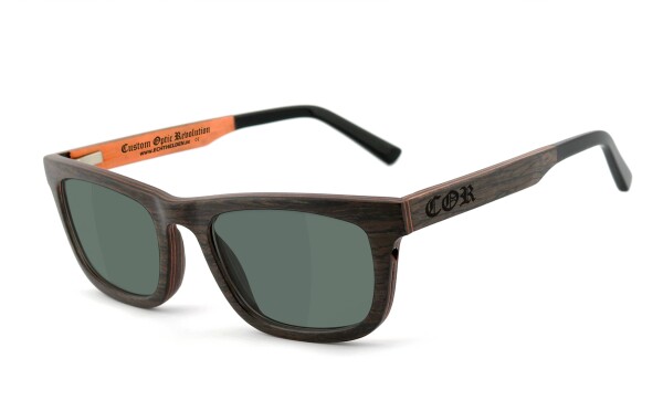 COR017 Holz Sonnenbrille - grau-grün polarisierend
