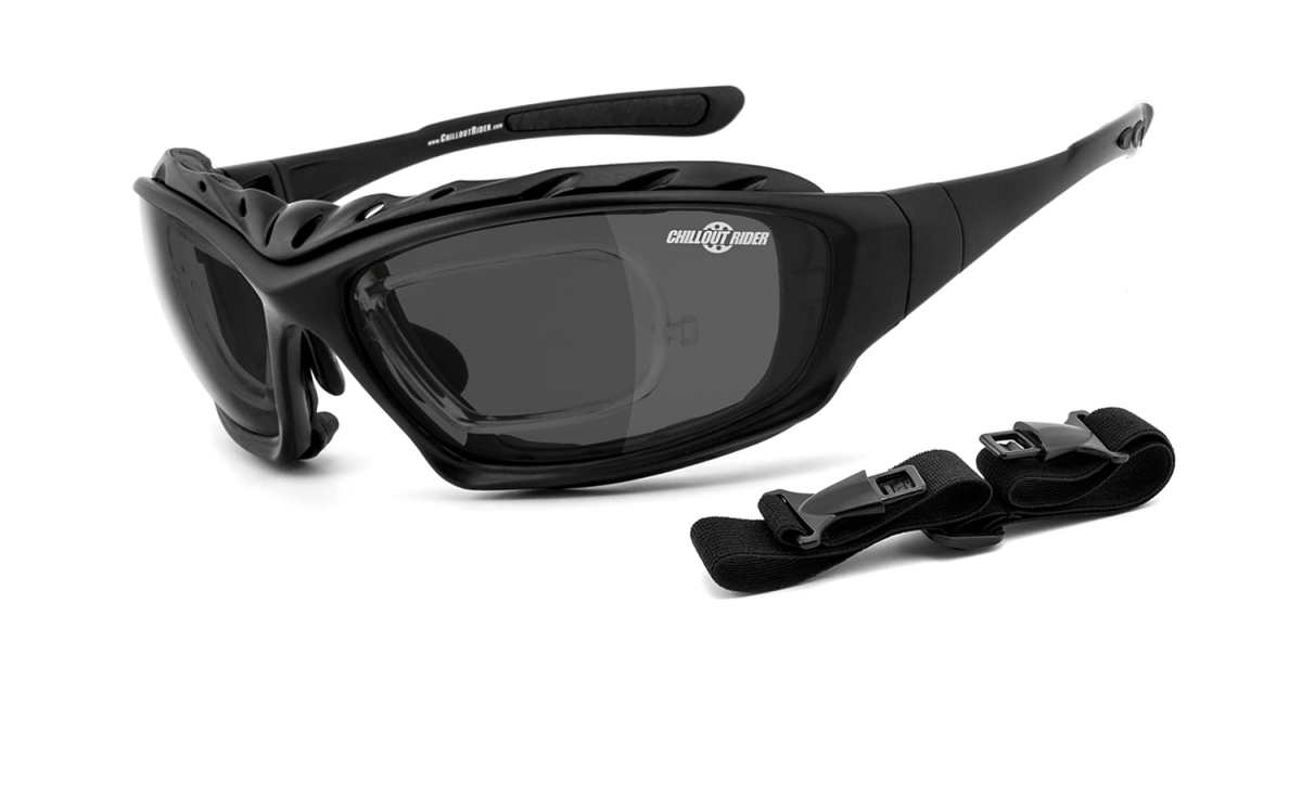 Chillout Rider selbsttönende HLT® Kunststoff-Sicherheitsglas nach DIN EN 166 Motorradbrille beschlagfrei winddicht CR004-as schwarz 