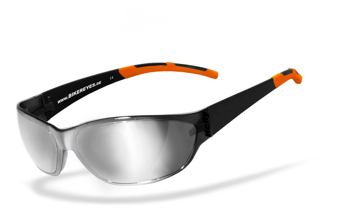 winddicht Motorradbrille beschlagfrei Brille: 1350 No.1 Bikereyes® Brillengestell: chrom/silber hochglanz HLT® Kunststoff-Sicherheitsglas nach DIN EN 166 Helly® 