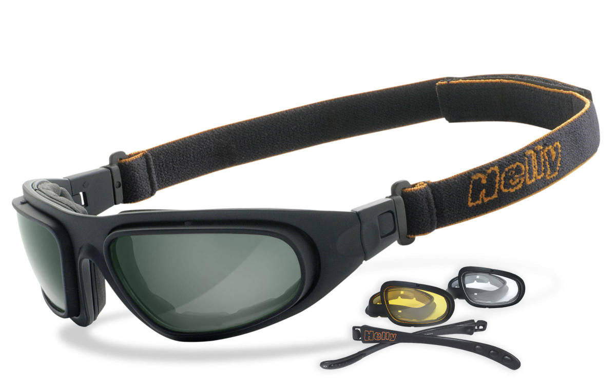 Goggle Bikerbrille Motorradbrille Sonnenbrille Band Brillenträger Sehstärke Clip polarisierend blau verspiegelt 