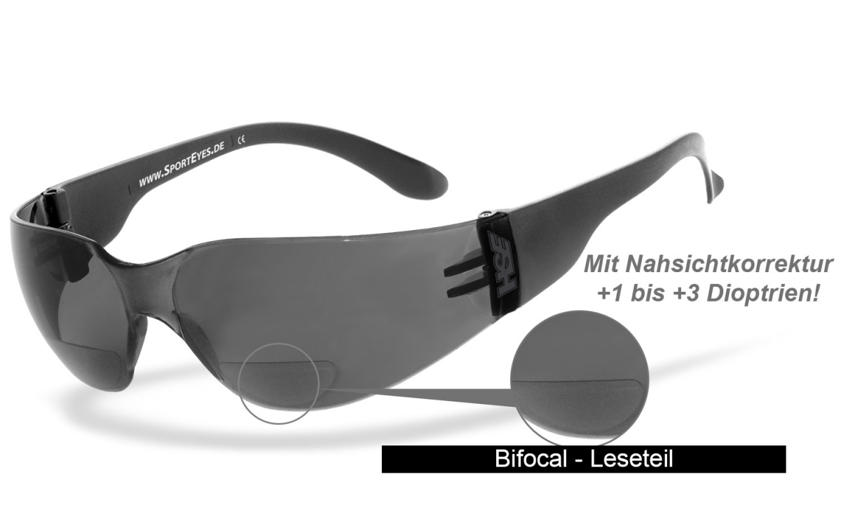 HSE SportEyes® Sonnenbrille| Brillengestell: schwarz HLT® Kunststoff-Sicherheitsglas nach DIN EN 166 Brille: SPRINTER 3.0 RS Radbrille UV400 Schutzfilter Sportbrille